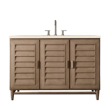 James Martin Vanities Portland 48in Single Vanity Whitewashed Walnut w/ 3 CM Eternal Marfil Quartz Top 620-V48-WW-3EMR